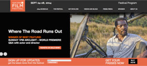 Santiago Film Festival website banner featuring Where The Road Runs Out